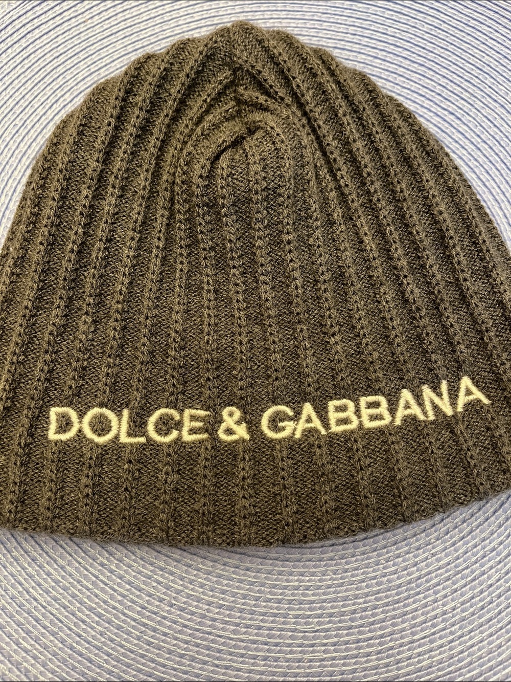 Dolce & Gabbana Ribbed Logo Beanie Gray